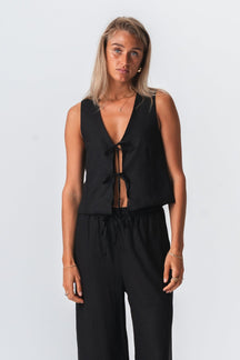 Linen Vest - Sort