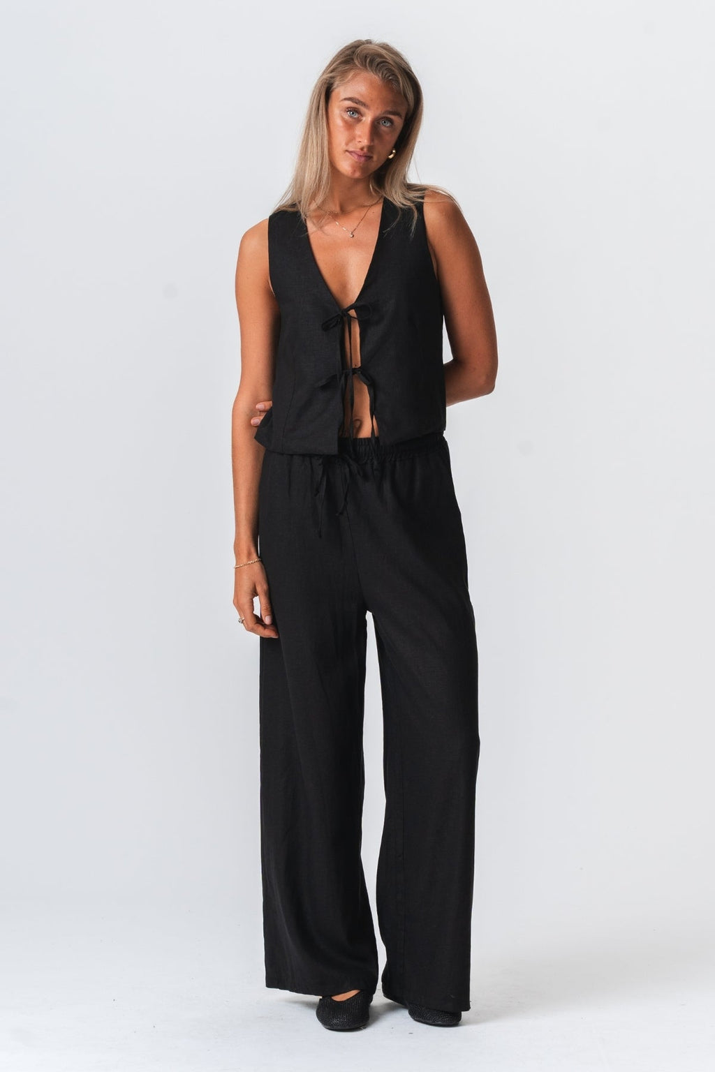 Linen Vest - Sort
