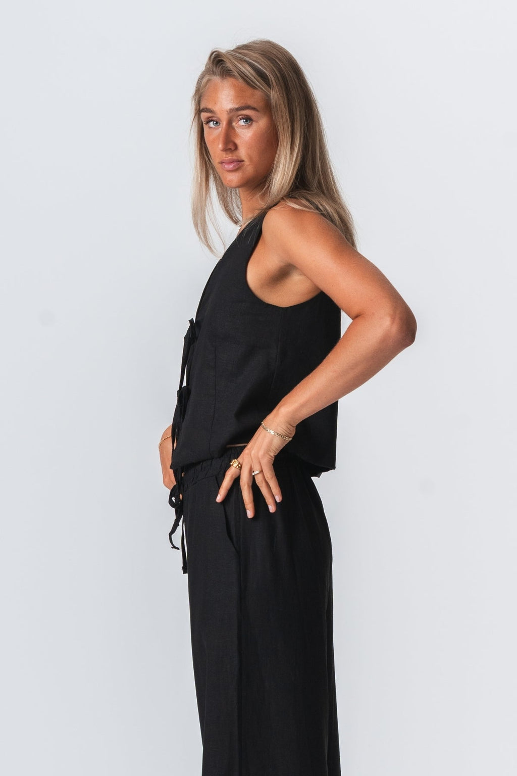 Linen Vest - Sort