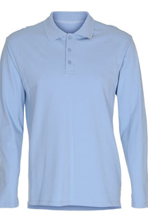 Muscle Langærmet Polo Shirt - Lyseblå
