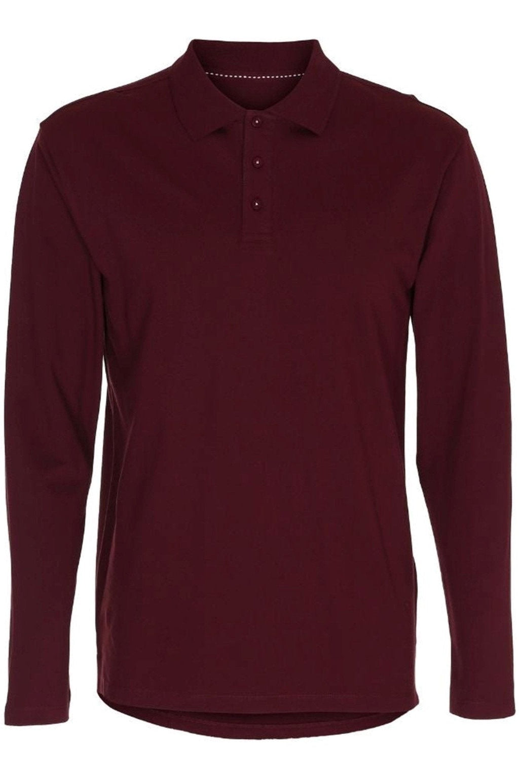 Muscle langærmet Polo Shirt - Bordeaux Rød