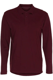 Muscle langærmet Polo Shirt - Bordeaux Rød
