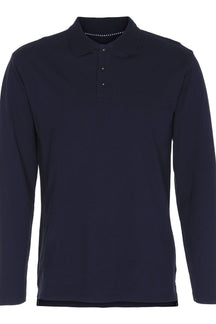 Muscle langærmet Polo Shirt - Navy