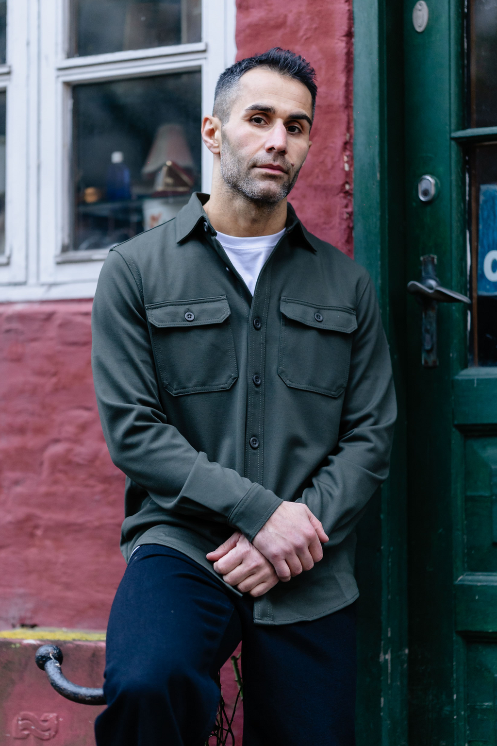 Performance Regular Overshirt - Mørk Oliven