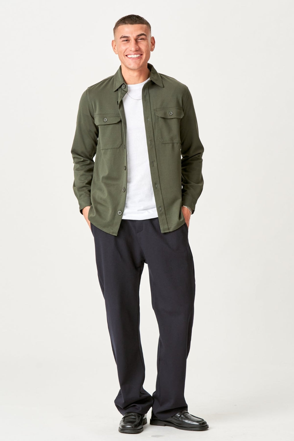 Performance Regular Overshirt - Mørk Oliven