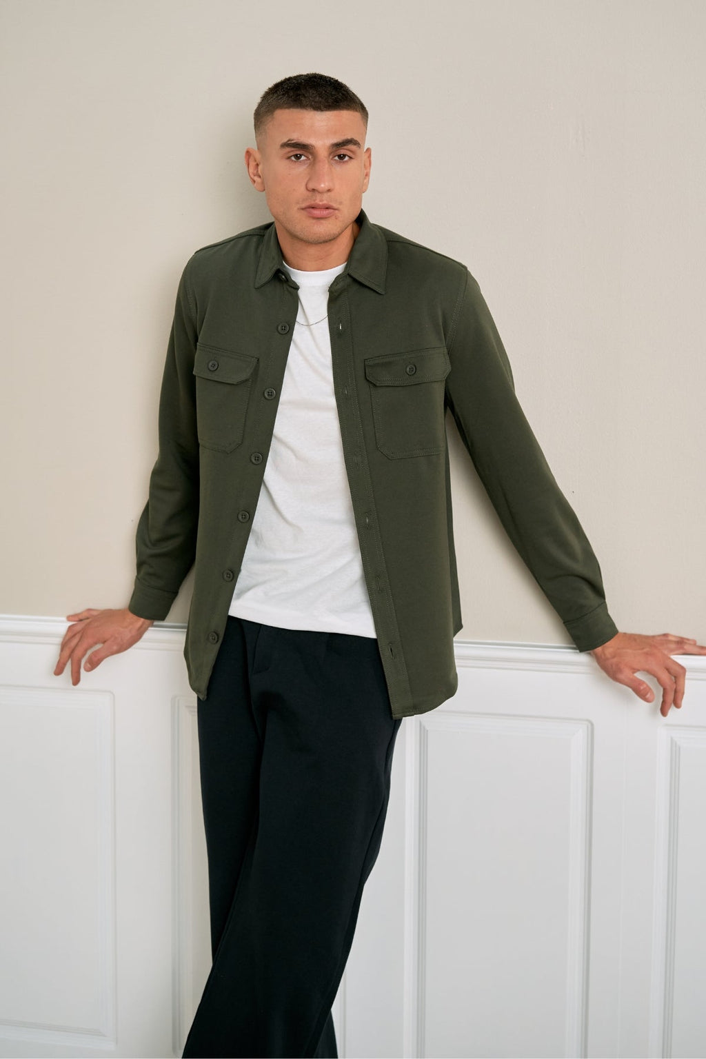 Performance Regular Overshirt - Mørk Oliven