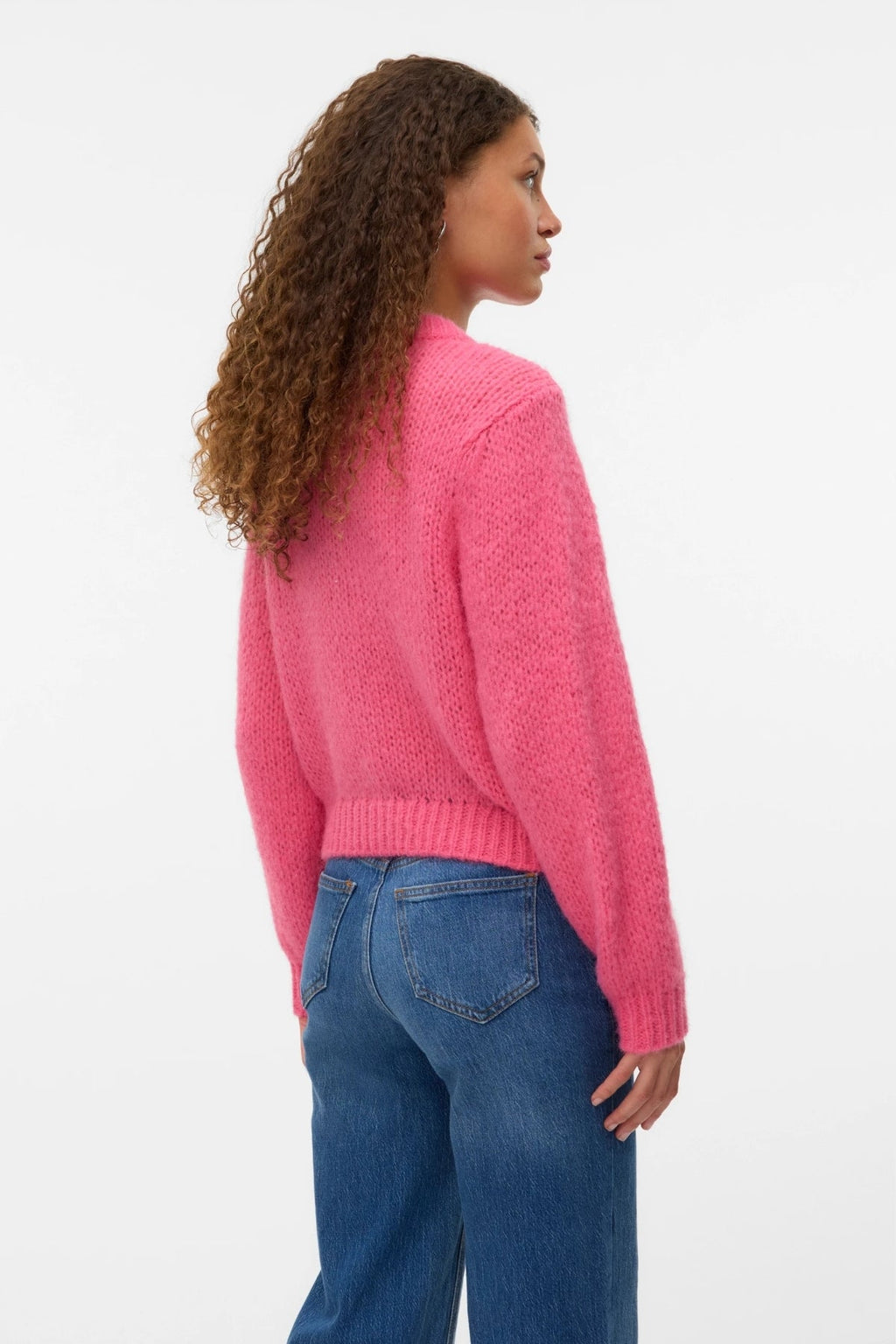 Wilo Cardigan med Rund Hals - Stærk Pink
