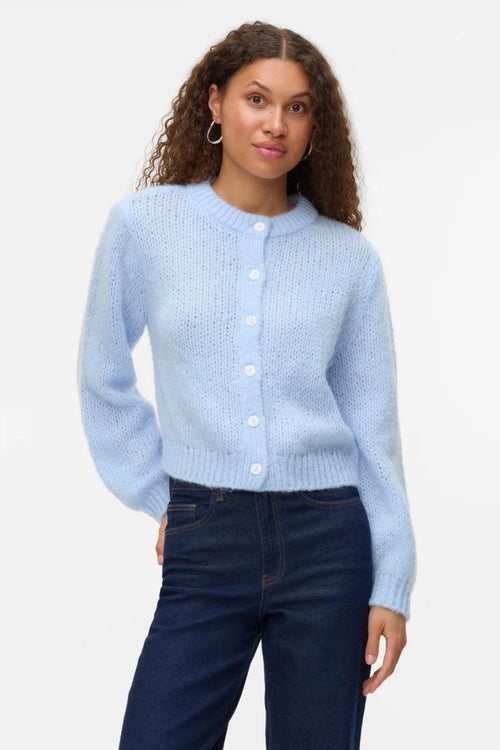 Wilo O-Neck Cardigan - Cashmere Blå