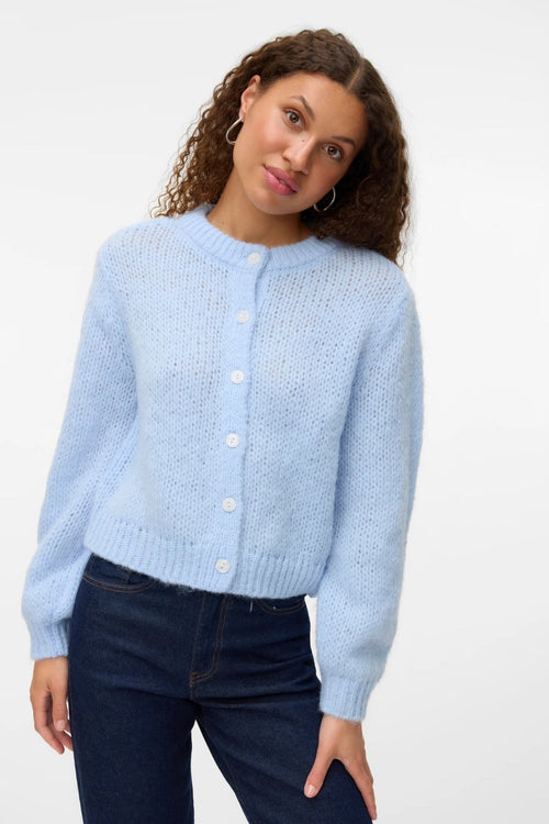 Wilo O-Neck Cardigan - Cashmere Blå