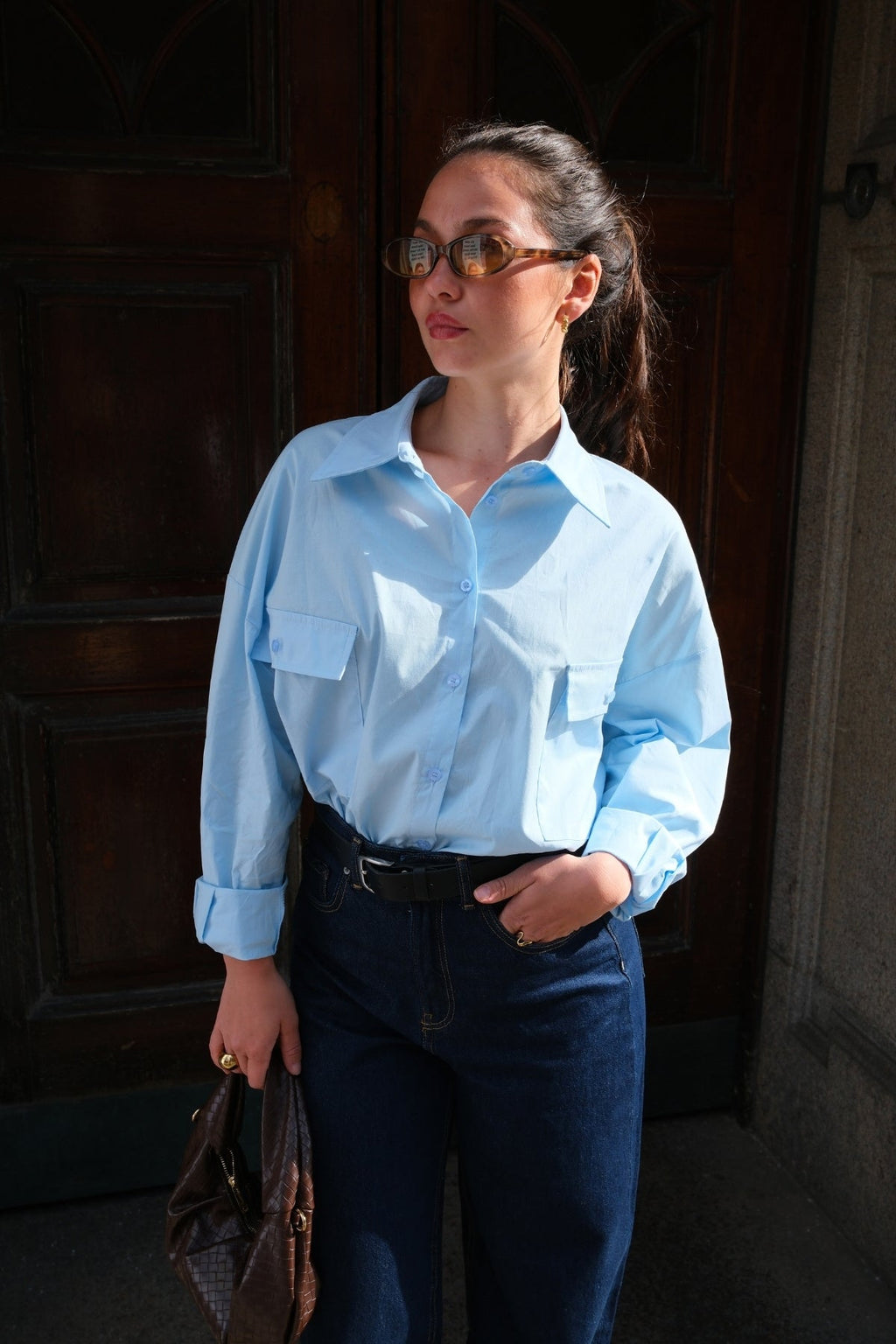 Clara Oversized Skjorte - Lys Blå