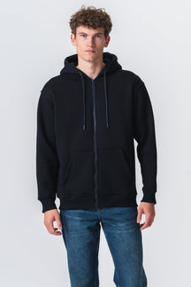 Afslappet Zip Hoodie - Marineblå