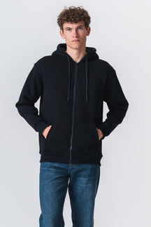 Afslappet Zip Hoodie - Marineblå