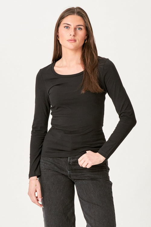 Basic langærmet T-shirt - Sort