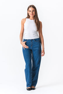 Ribbet Top - Hvid