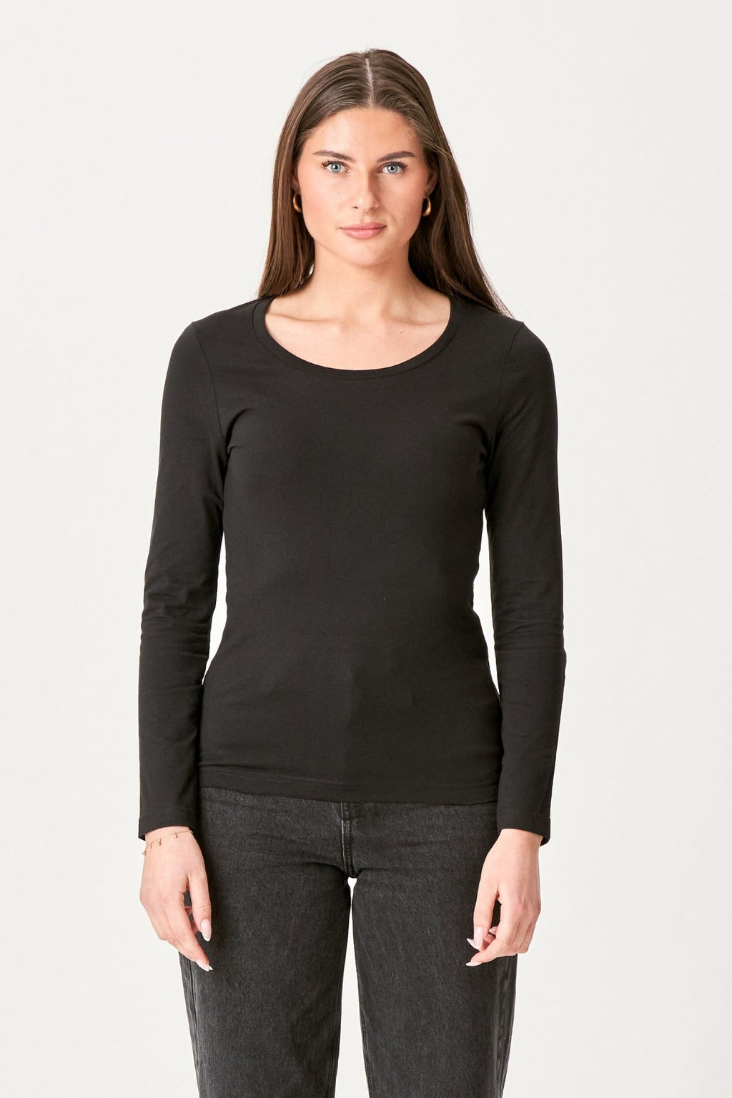 Basic langærmet T-shirt - Sort