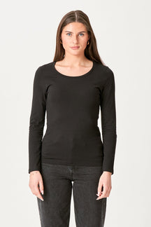 Basic langærmet T-shirt - Sort