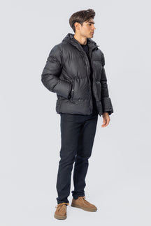 Coated Hooded Jacket - Sort
