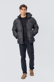 Coated Hooded Jacket - Sort