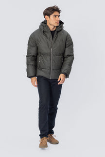 Coated Hooded Jacket - Olive