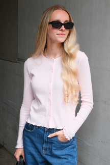 Isa Cardigan med Rund Hals - Pink A-Boo