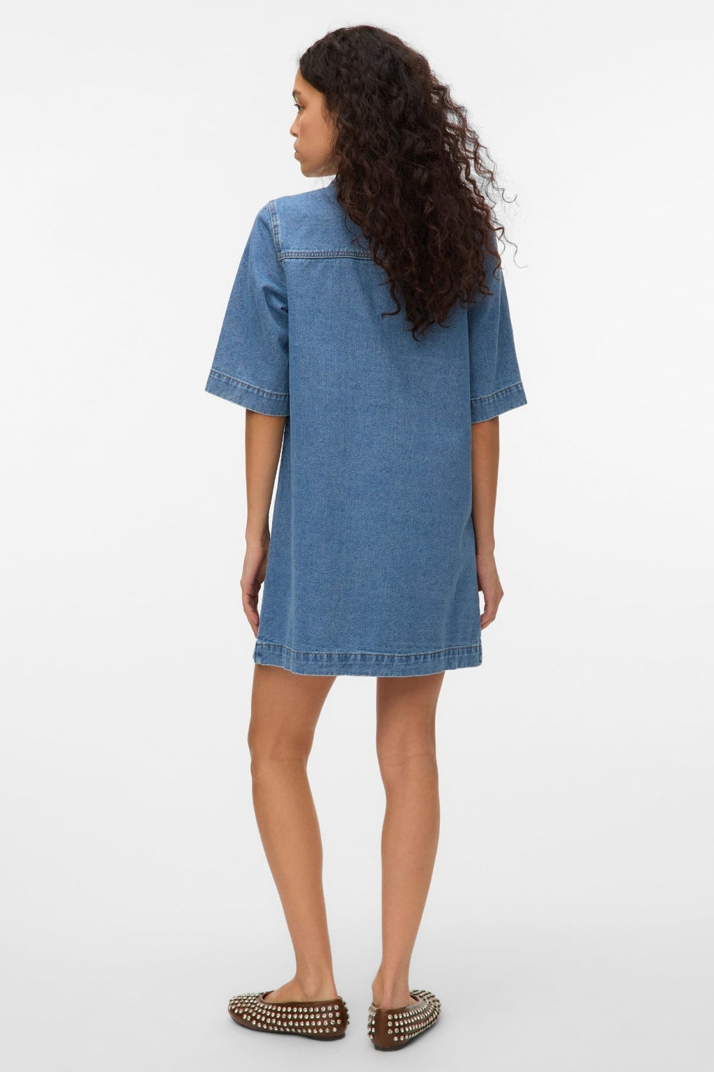 Fenja Kort Denim Kjole - Mellemblå Denim