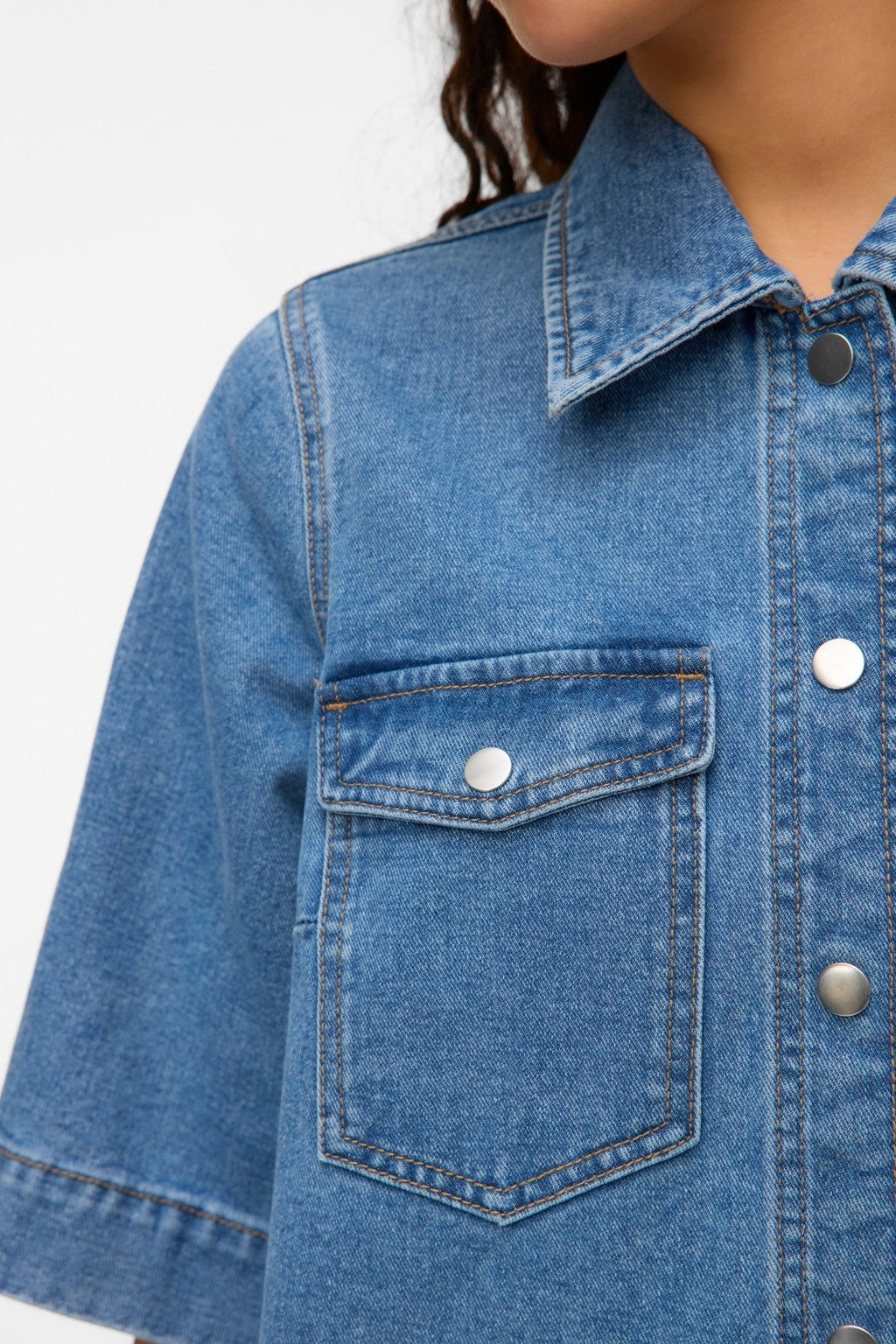 Fenja Kort Denim Kjole - Mellemblå Denim