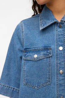 Fenja Kort Denim Kjole - Mellemblå Denim