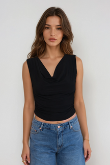 Elisa Waterfall Top - Sort