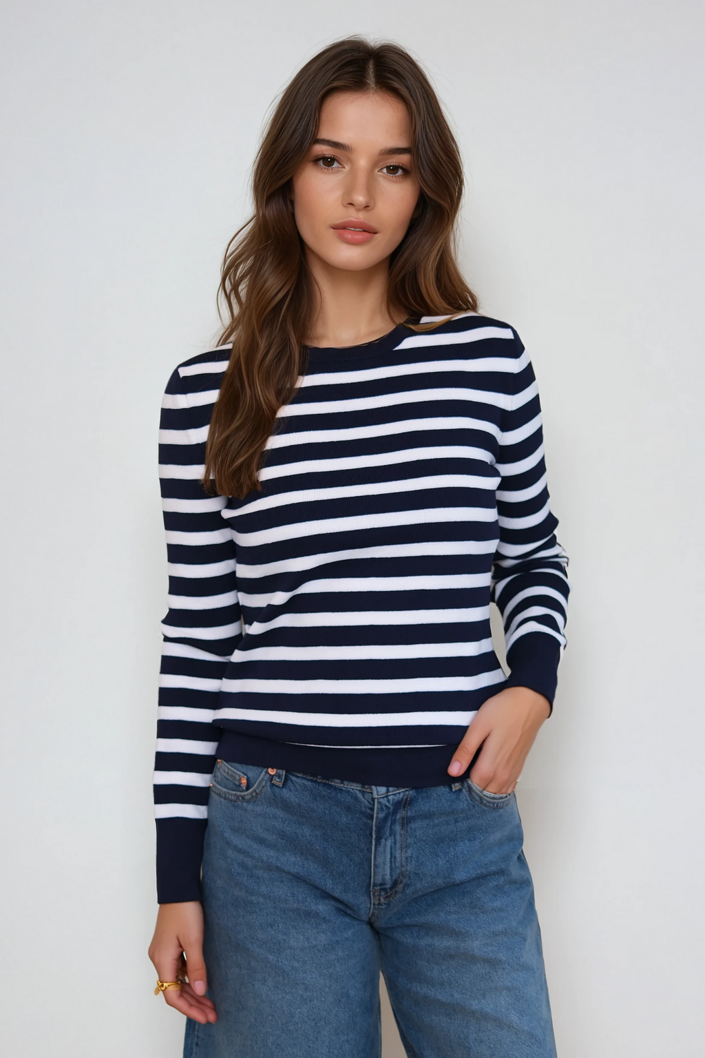 Maja Stribet Skjorte - Navy