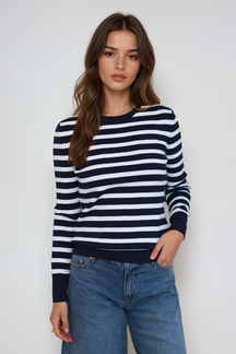 Maja Stribet Skjorte - Navy