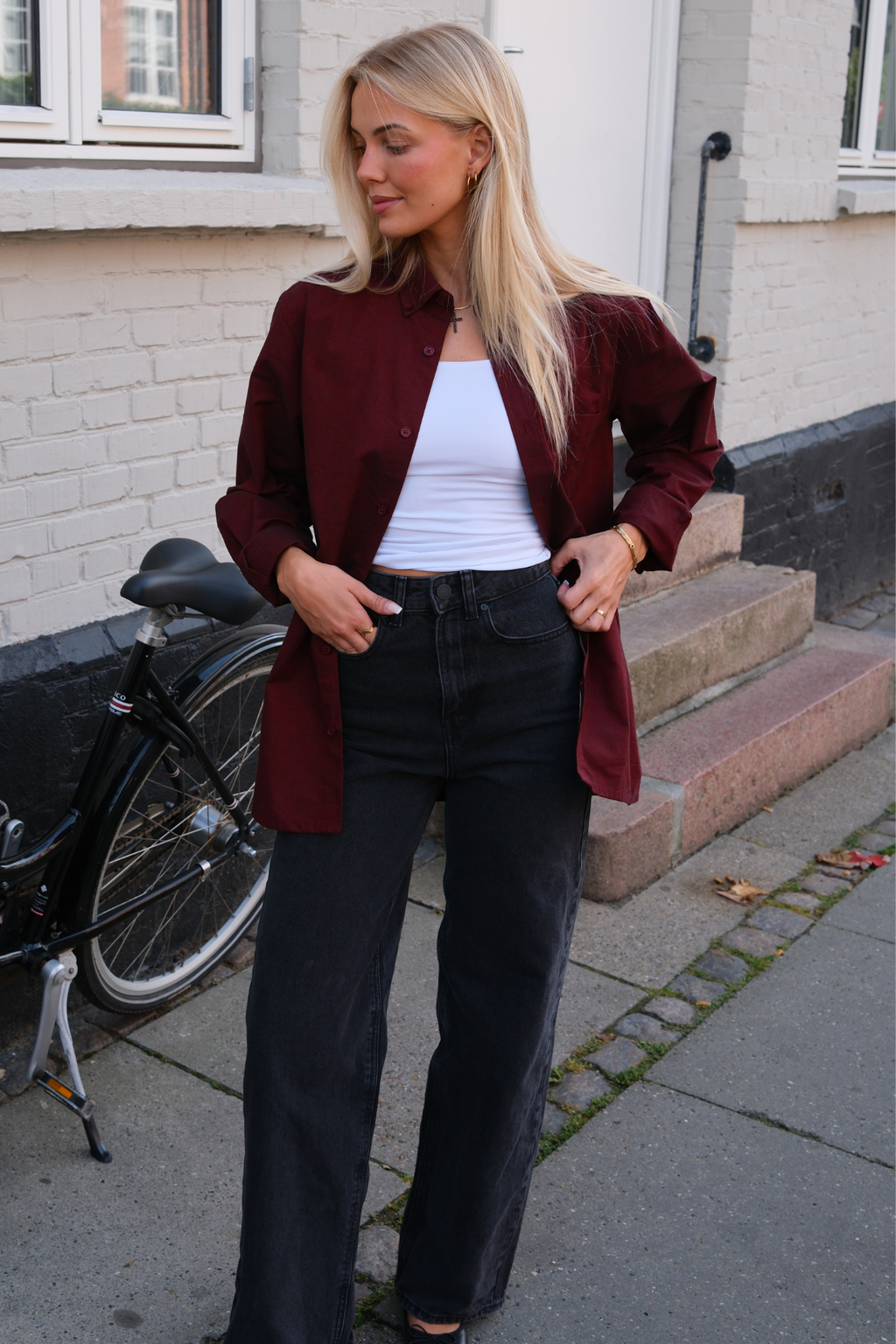 Boyfriend Oxford Skjorte - Bordeaux