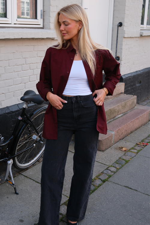 Boyfriend Oxford Skjorte - Bordeaux