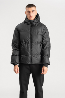 Coated Hooded Jacket - Sort