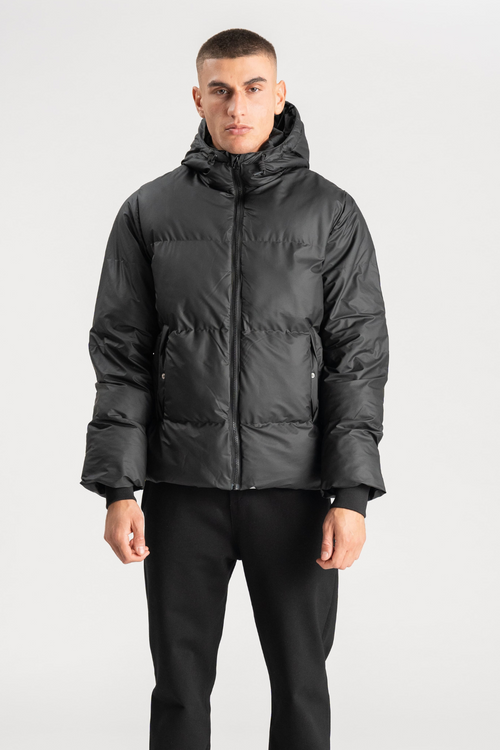 Coated Hooded Jacket - Sort