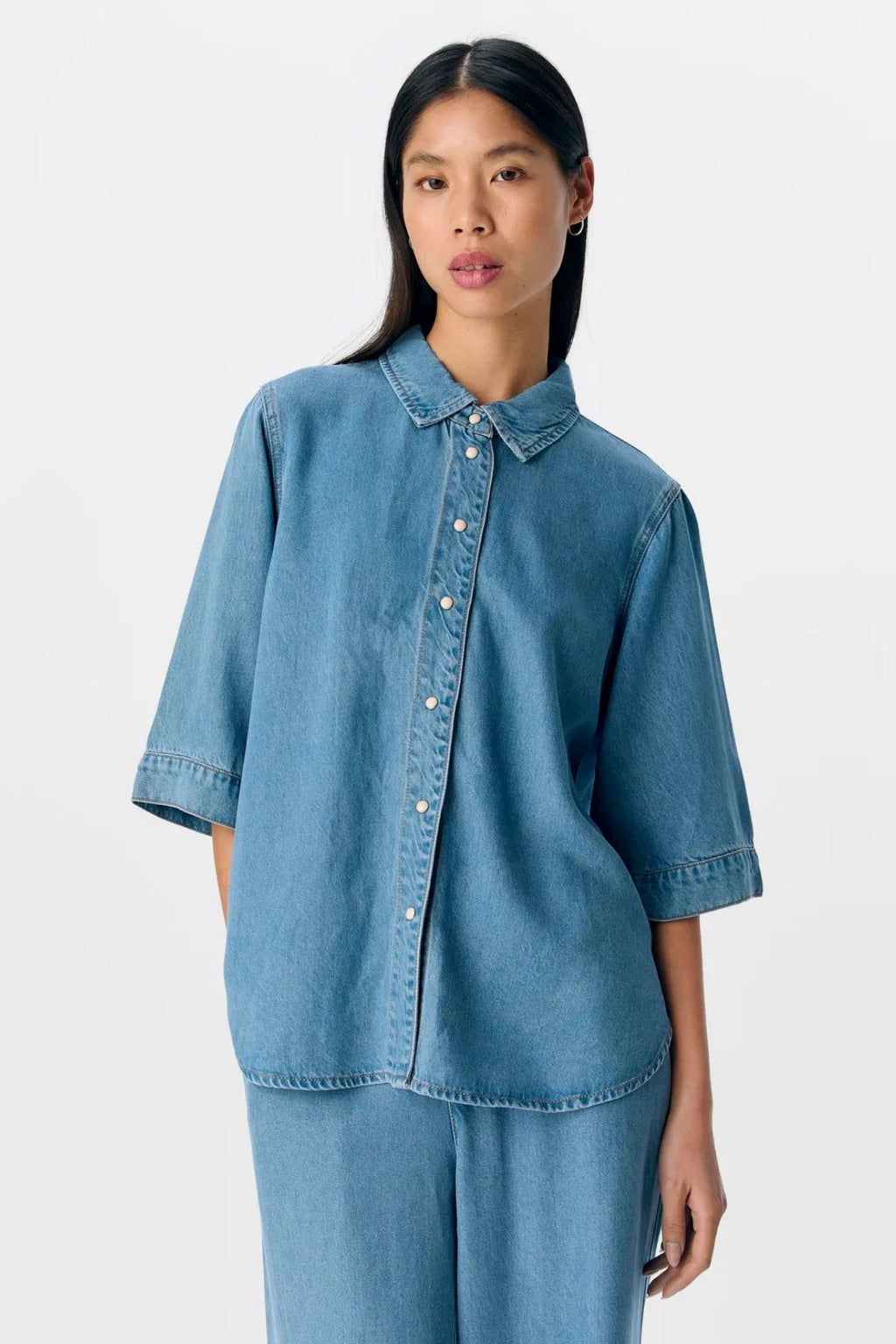 Frame Denim Top - Lyseblå Denim