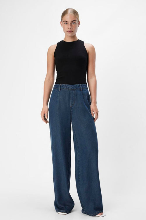 Frame Lisa Vide Bukser - Mørkeblå Denim Rinse Wash