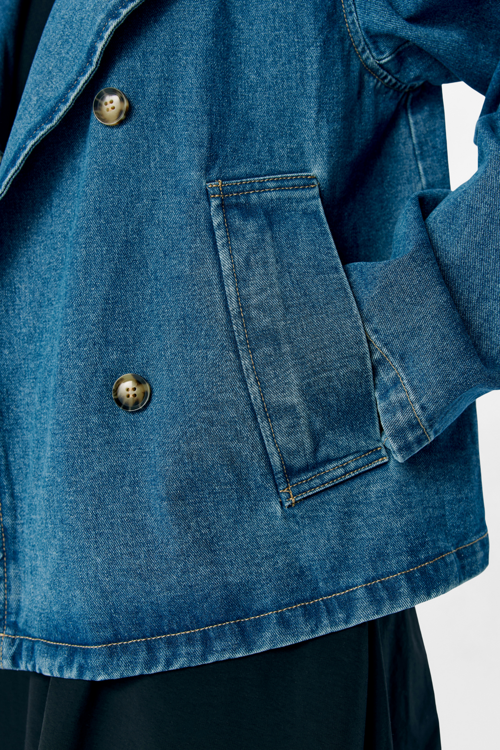 Tilla Gro L/S Denimjakke - Mellemblå Denim