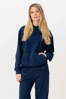 Hoodie Uden Hættesnor - Marineblå