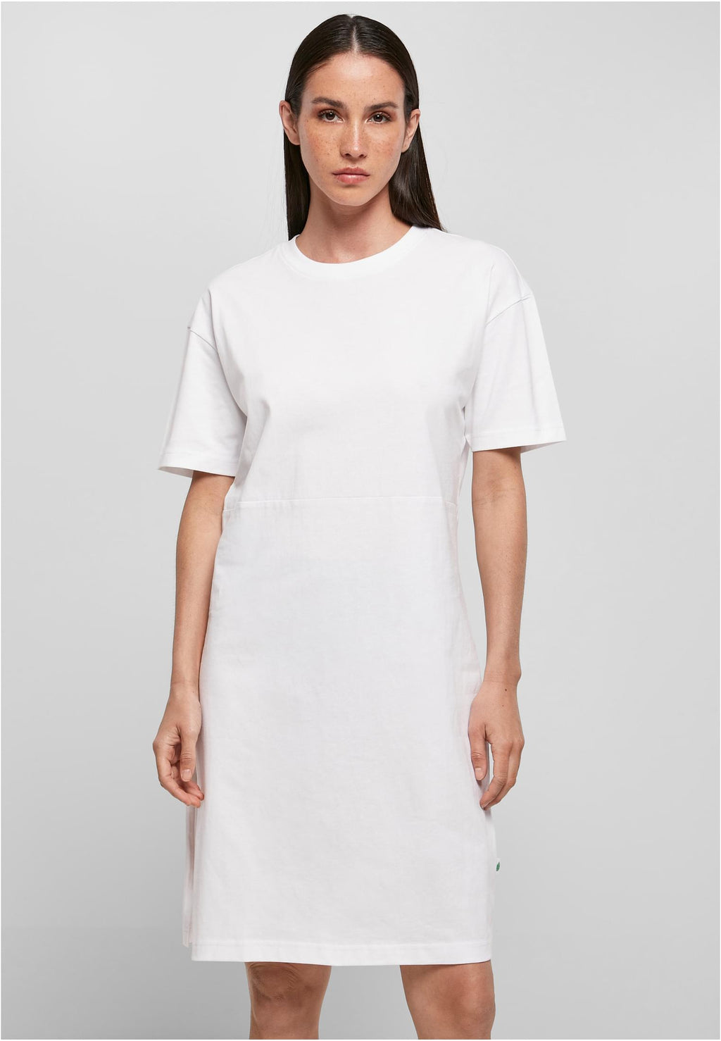 Ladies Organic Oversized Slit Tee Dress - Hvid