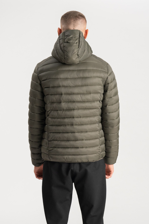 Hooded Light Puffer Jacket - Oliven