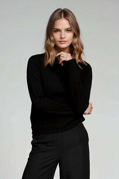 Basic Knit Roll Neck - Sort