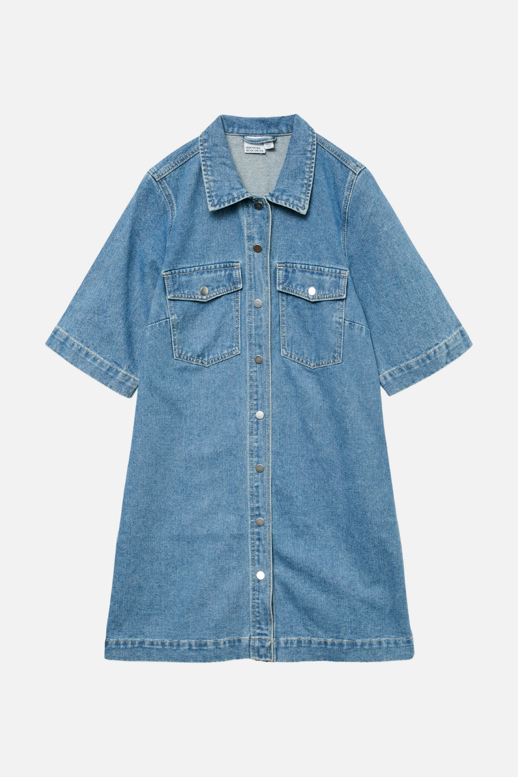 Fenja Kort Denim Kjole - Mellemblå Denim