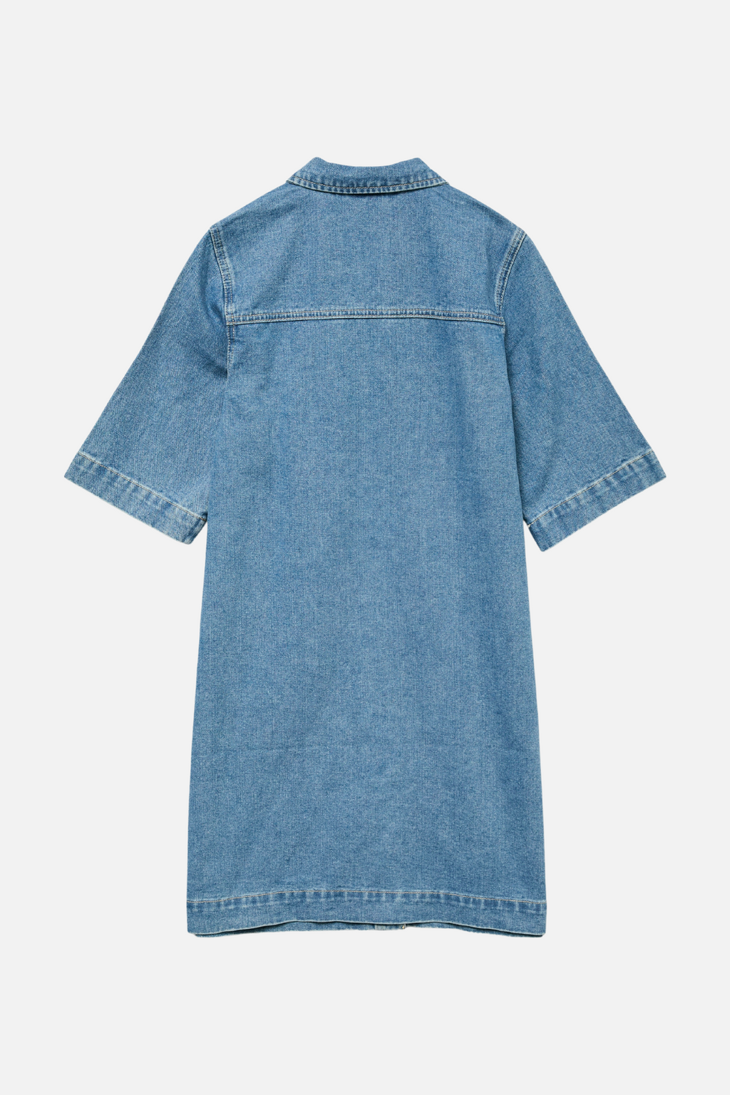 Fenja Kort Denim Kjole - Mellemblå Denim