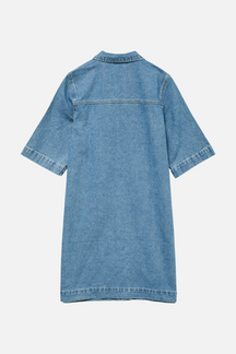 Fenja Kort Denim Kjole - Mellemblå Denim