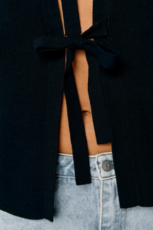 Julla Parvi 2/4 Strikcardigan - Sort