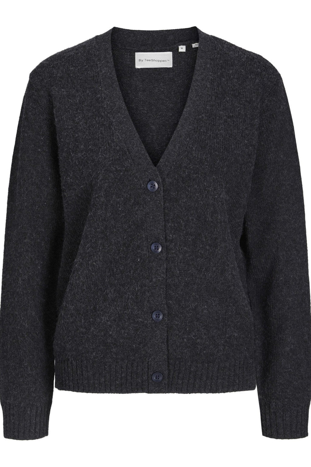 Strikket Cardigan - Mørkegrå Meleret