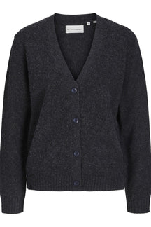 Strikket Cardigan - Mørkegrå Meleret