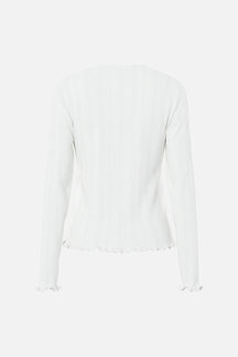 Marie O-Hals Pointelle Top - Cloud Dancer