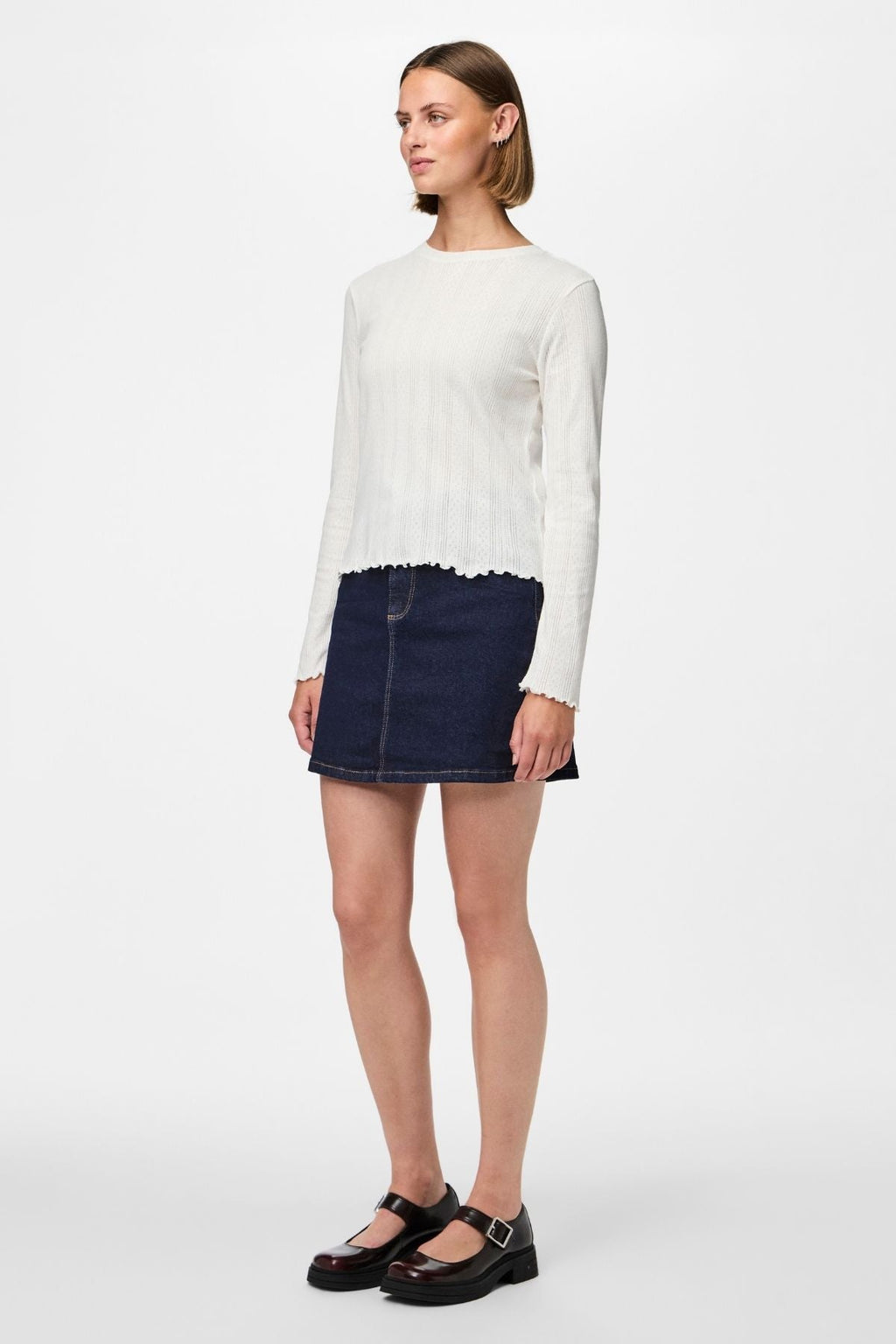 Marie O-Hals Pointelle Top - Cloud Dancer