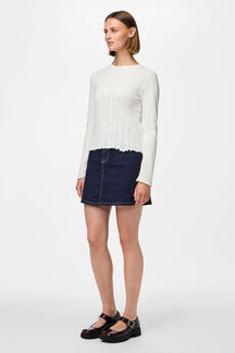 Marie O-Hals Pointelle Top - Cloud Dancer